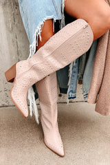 Ready To Get Rowdy Studded Western Boots (Beige)