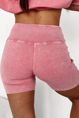 Staying In My Lane Ribbed Biker Short (Fuchsia)
