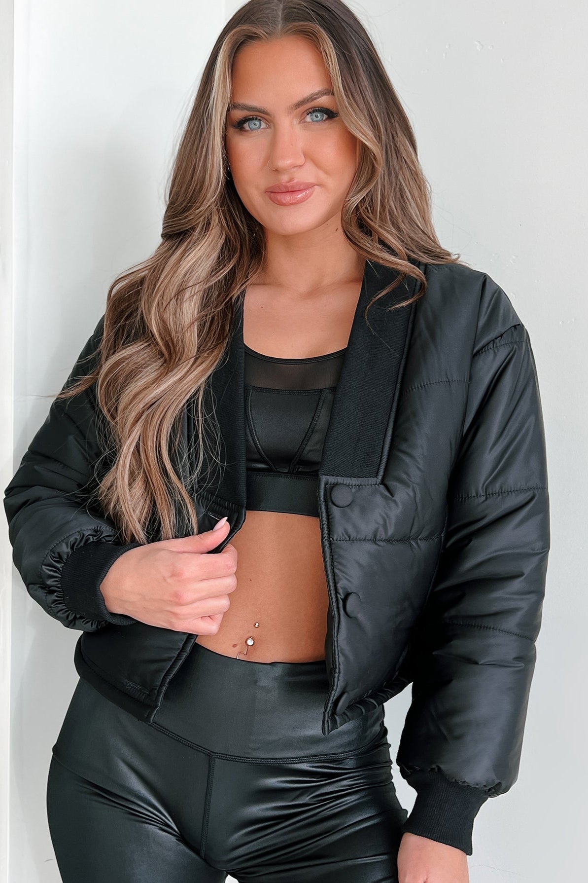 Might Surprise You Padded Crop Jacket (Black)