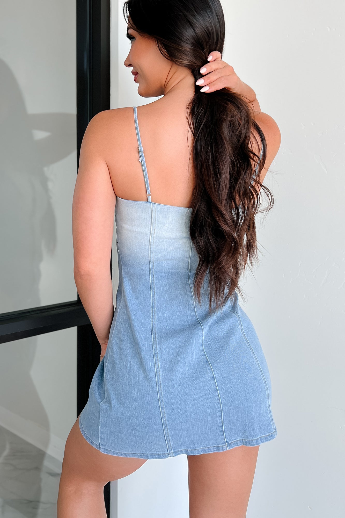 Trendy Tales Ombre Denim Mini Dress (Light Denim Blue)
