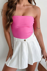 Taking Chances Double-Lined Longline Tube Top (Fuchsia)