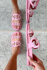 I've Been Everywhere Chain Motif Sandals (Pink)