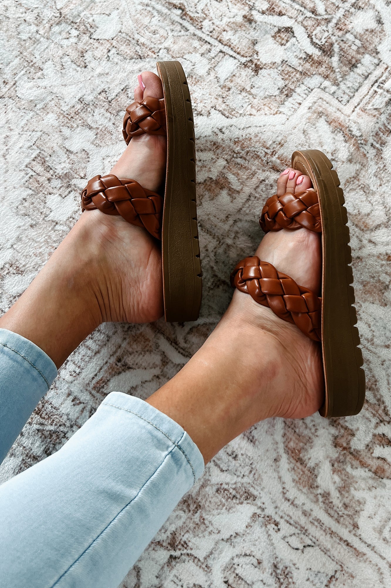 Always On The Move Braided Strap Platform Sandal (Whisky)