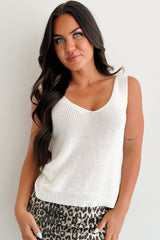 Untouchably Her Twist Back Knit Top (White)