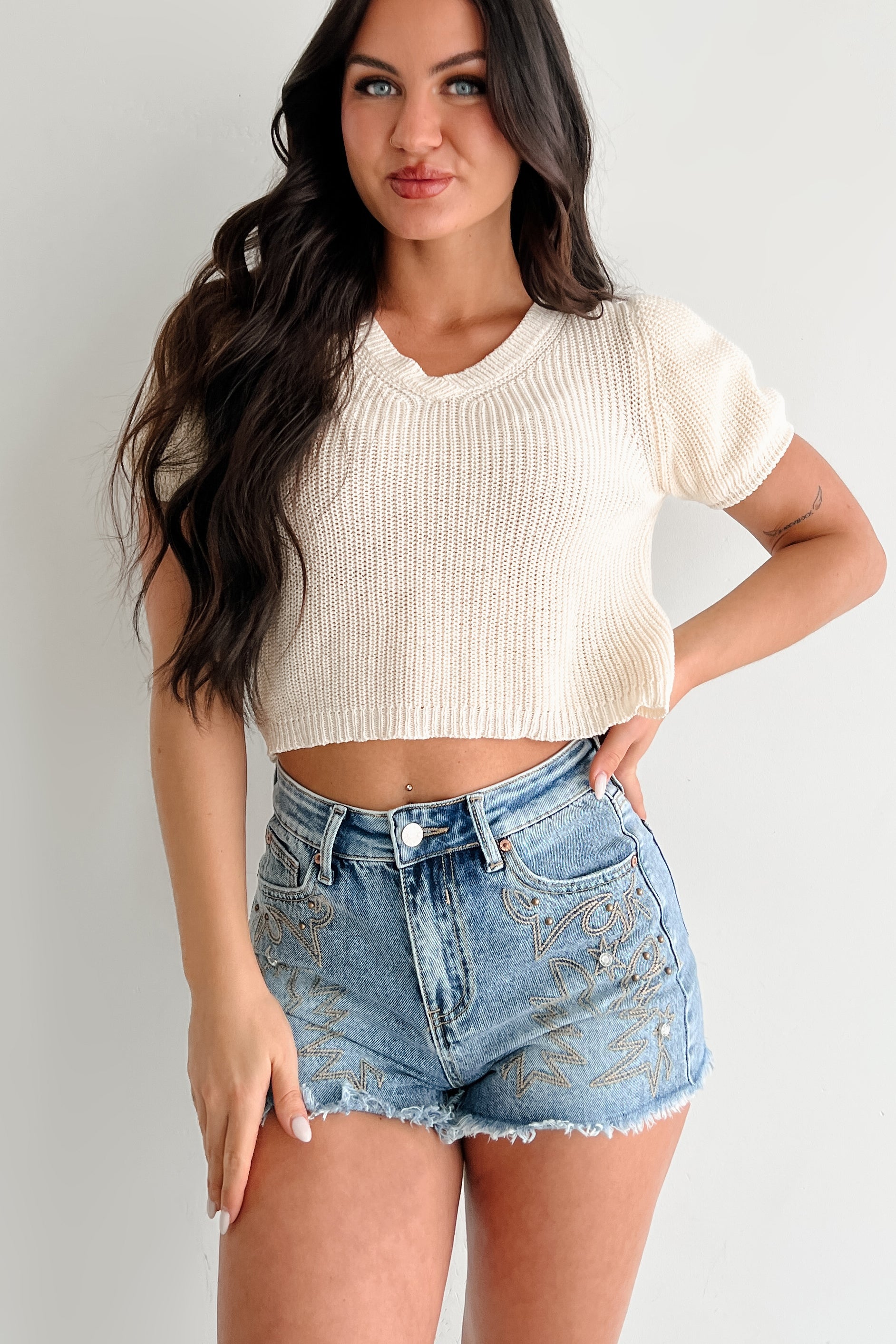 Comfort Meets Couture Puff Sleeve Sweater Top (Cream)
