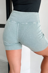 Staying In My Lane Ribbed Biker Short (Sage)