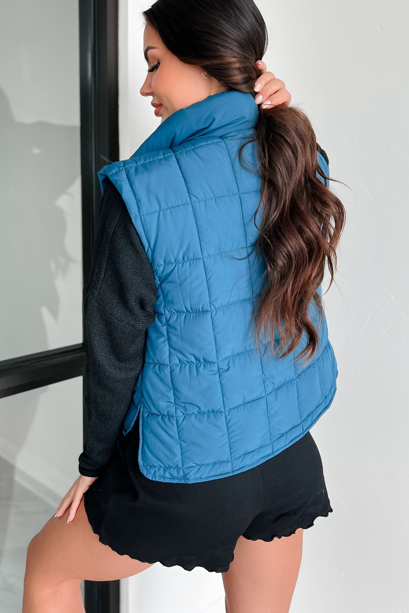 Until Next Time Padded Puffer Vest (Dark Seafoam)