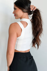Forming Connections Ribbed Cut-Out Crop Top (Off White)