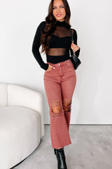 Doyle High Rise 90s Vintage Vervet Crop Flare Jeans (Russet)