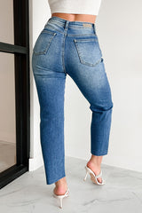 Juniper High Rise Tummy Control Special A Straight Jeans (Dark)