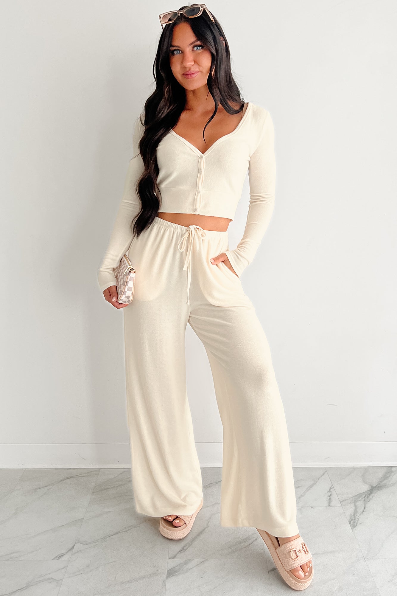 Chasing Calm Relaxed Wide Leg Pants (Cream)