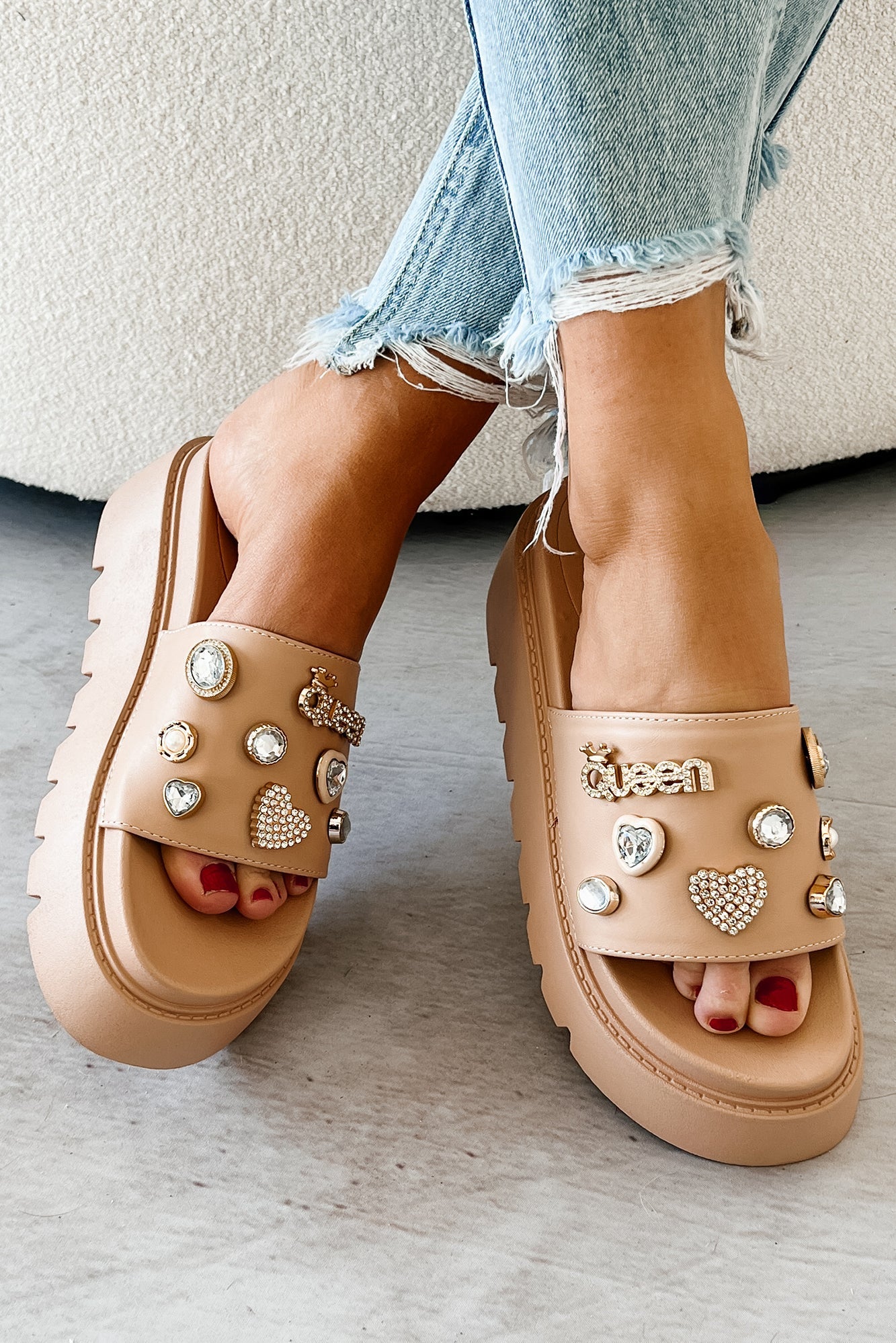 Radiant Bliss Embezzled Platform Sandal (Nude)