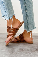 Confidence Overload Braided Thong Sandals (Brown)