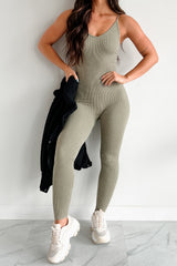 DOORBUSTER Better Things Are Coming Ribbed Cami Jumpsuit (Olive)