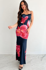 Call Me Maybe Sleeveless Floral Maxi Dress (Black)