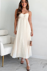 Essential Chicness Pleated Satin Dress (Champagne)