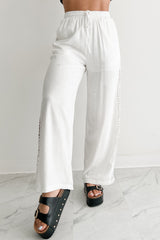 Gentle & Genuine Linen Crochet Wide Leg Pants (White)