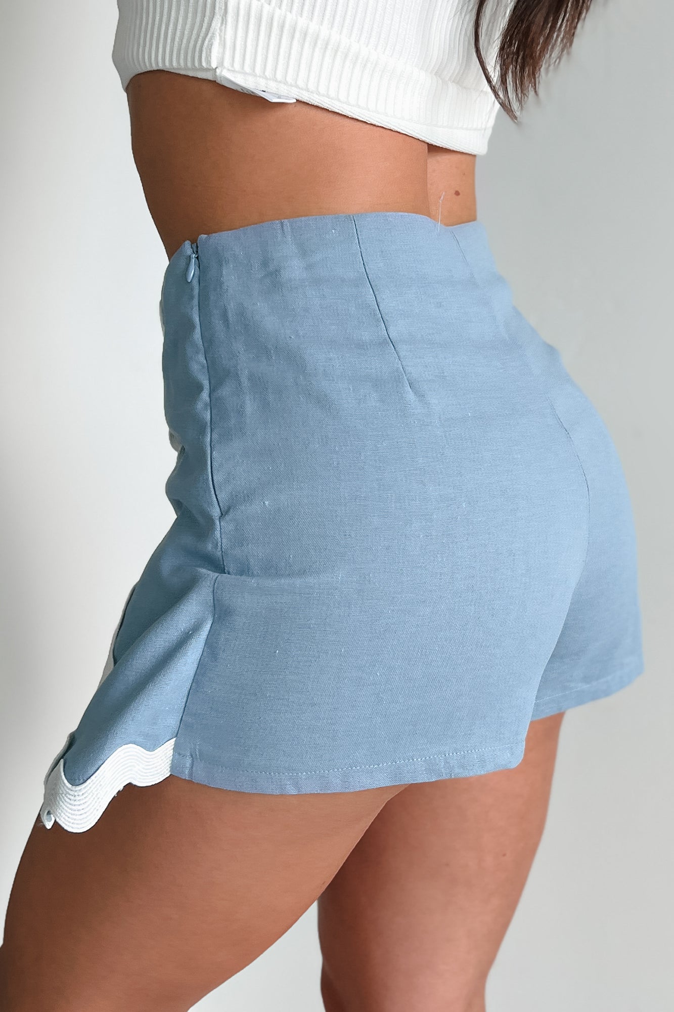 Rewriting My Story Linen Mini Skort (Denim Blue)