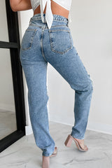 Orson High Rise Distressed Straight Leg Dogma Jeans (Medium Wash)