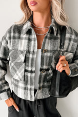 Can't Relate Plaid Button-Down Shacket (Charcoal)