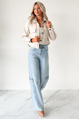 Holding Steady Button-Up Hoodie Jacket (Ivory)