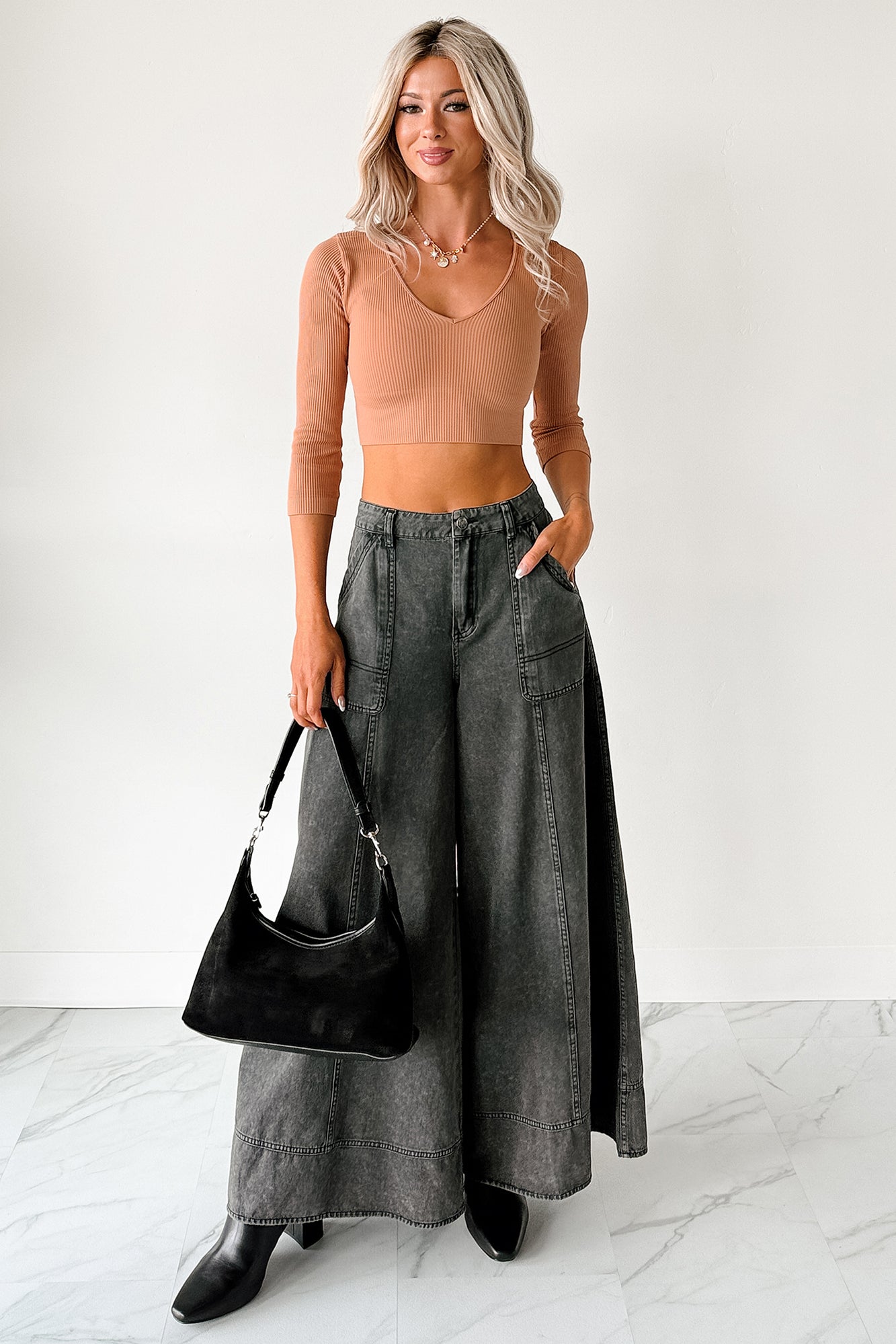 Norris Ultra Wide Leg Mustard Seed Jeans (Charcoal)