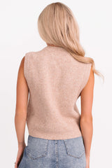 Soft Tides Single Button Sweater Vest (Oatmeal)