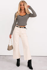 Marlo Tummy Control Wide Crop Risen Jeans (Ivory)