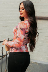 Embracing Joy Floral Mesh Top (Coral/Purple)