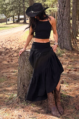 Made For Sunshine Halter Top And Maxi Skirt Set (Black)