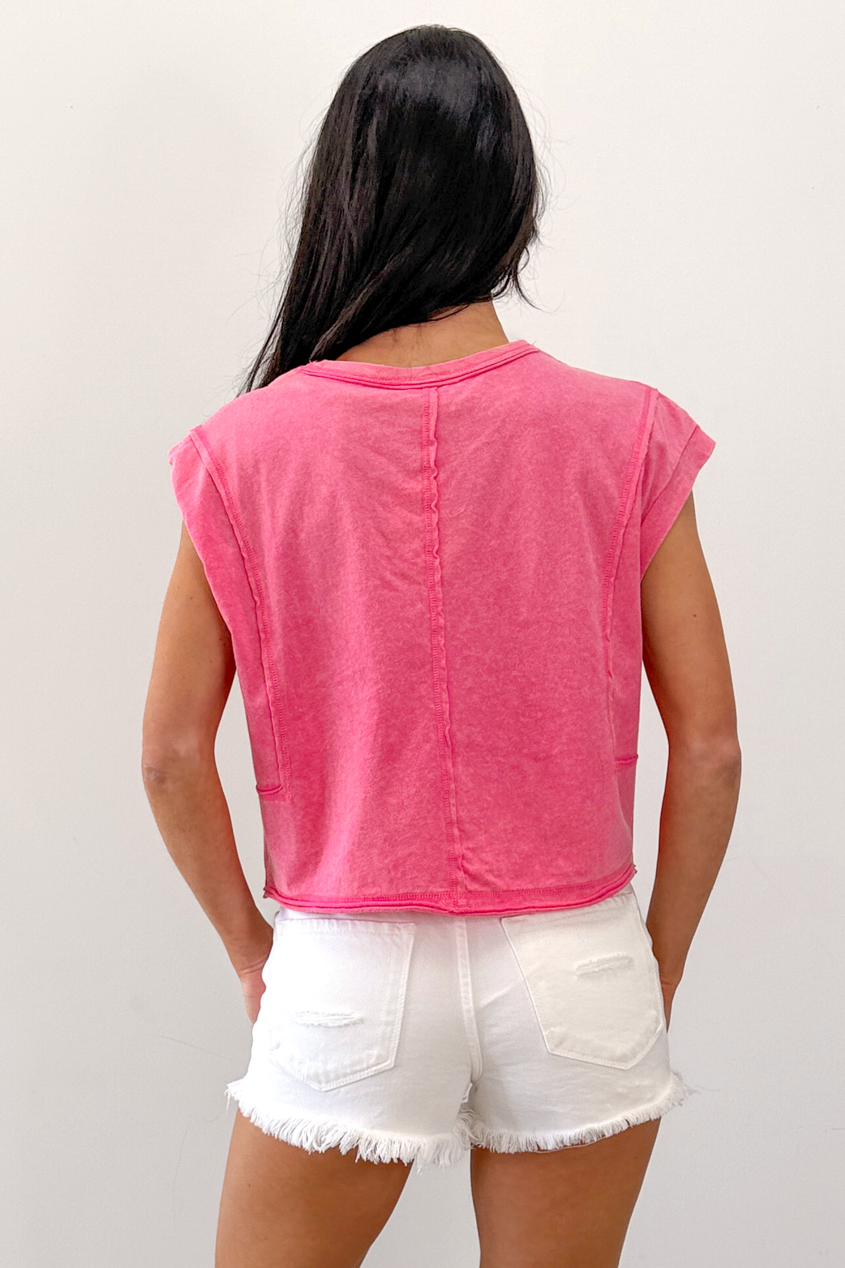 Varsity Muse Mineral Wash Boxy Cotton Top (Pink)
