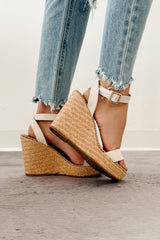 High-End Aura Espadrille Ankle Strap Wedges (Off White)