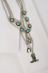 Trail Dust Layered Western Pendant Necklace (Silver)