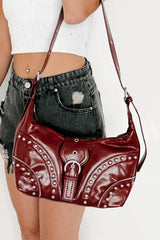 Dressed To Express Studded Shoulder Bag (Dark Red)