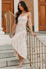 Refined Charm High Low Floral Jacquard Maxi Dress (Blush)