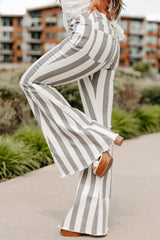Certified Flirt Striped Flare Jeans (White/Charcoal)