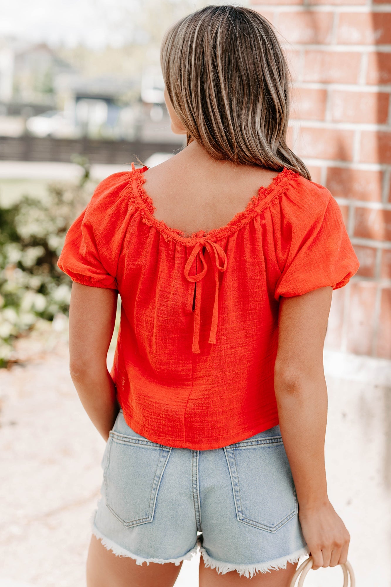 Heart In The Clouds Puff Sleeve Top (Coral)