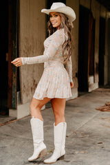 Sweet As Summer Floral Ruched Mini Dress (Blush)