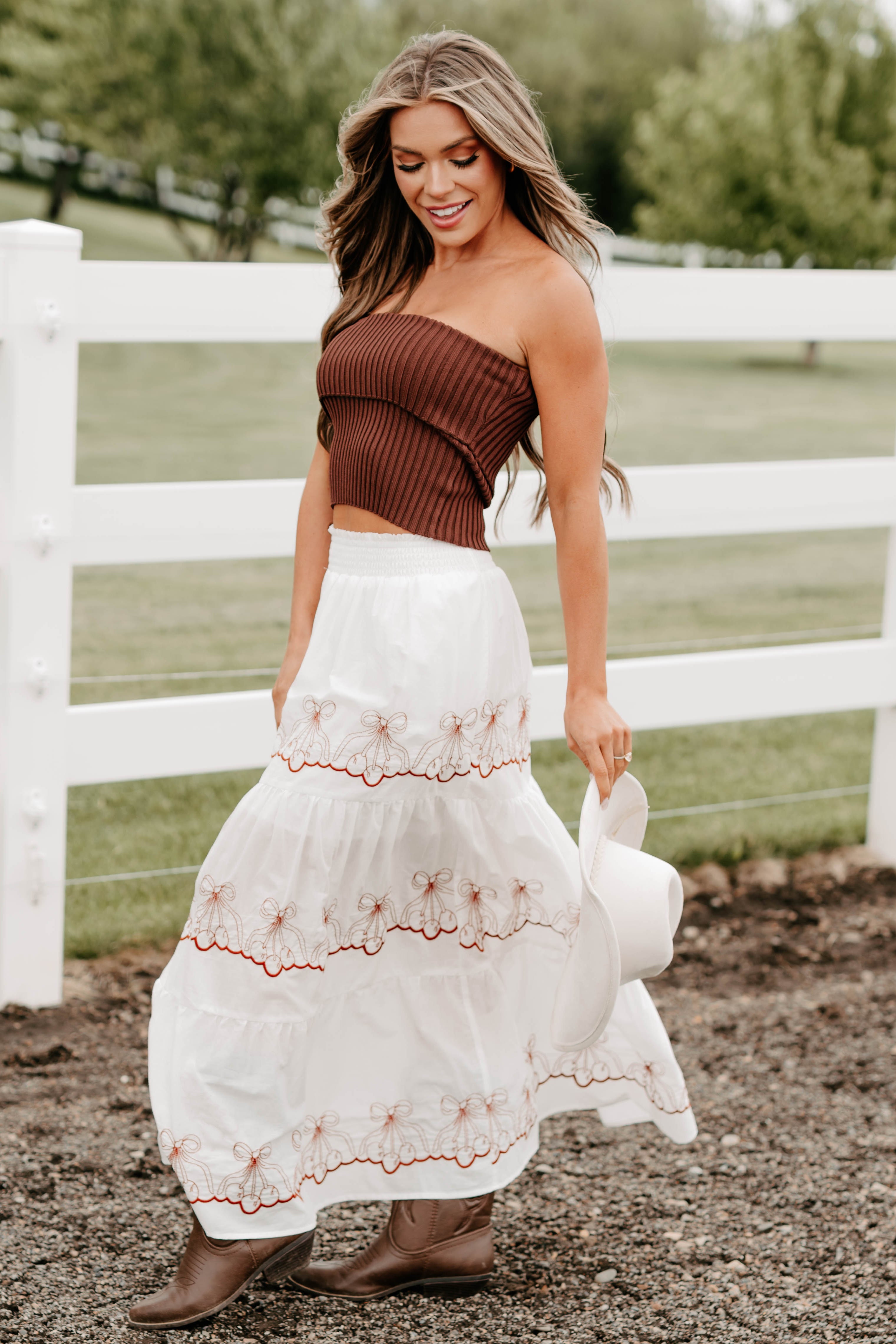 Cozy Corner Ribbed Strapless Fold Over Top (Chestnut)