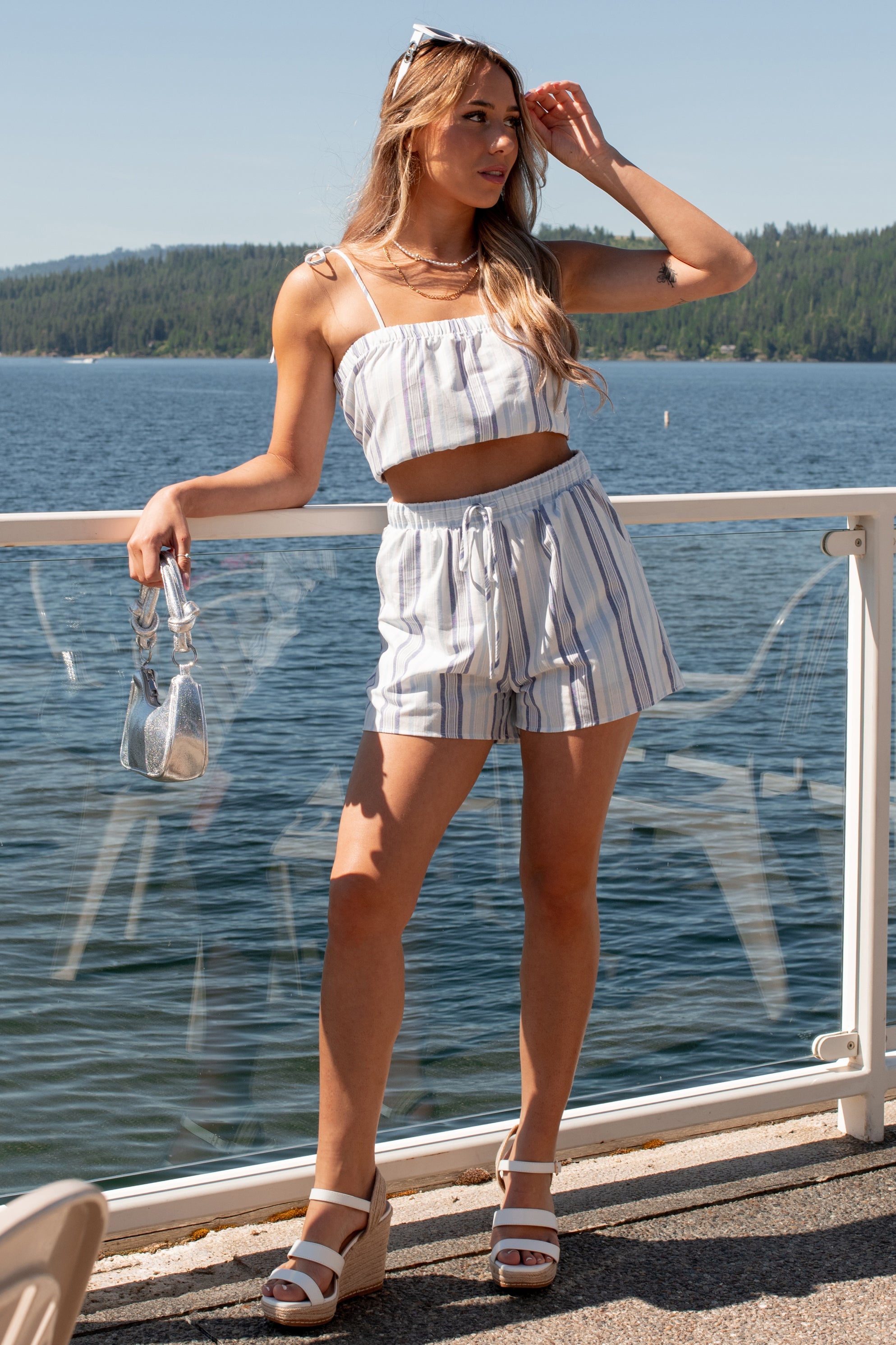 Stormy Seas Striped Shorts (Light Blue)