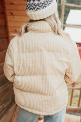 Purely Casual Corduroy Puffer Jacket (Cream)