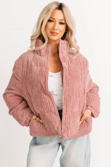 Purely Casual Corduroy Puffer Jacket (Mauve)