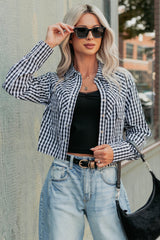 Morning Markets Signature 8 Gingham Crop Shirt (Black)