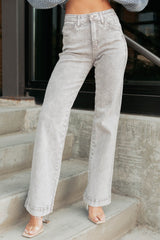 Haven Tummy Control Saige Denim Straight Jeans (Silver Grey)