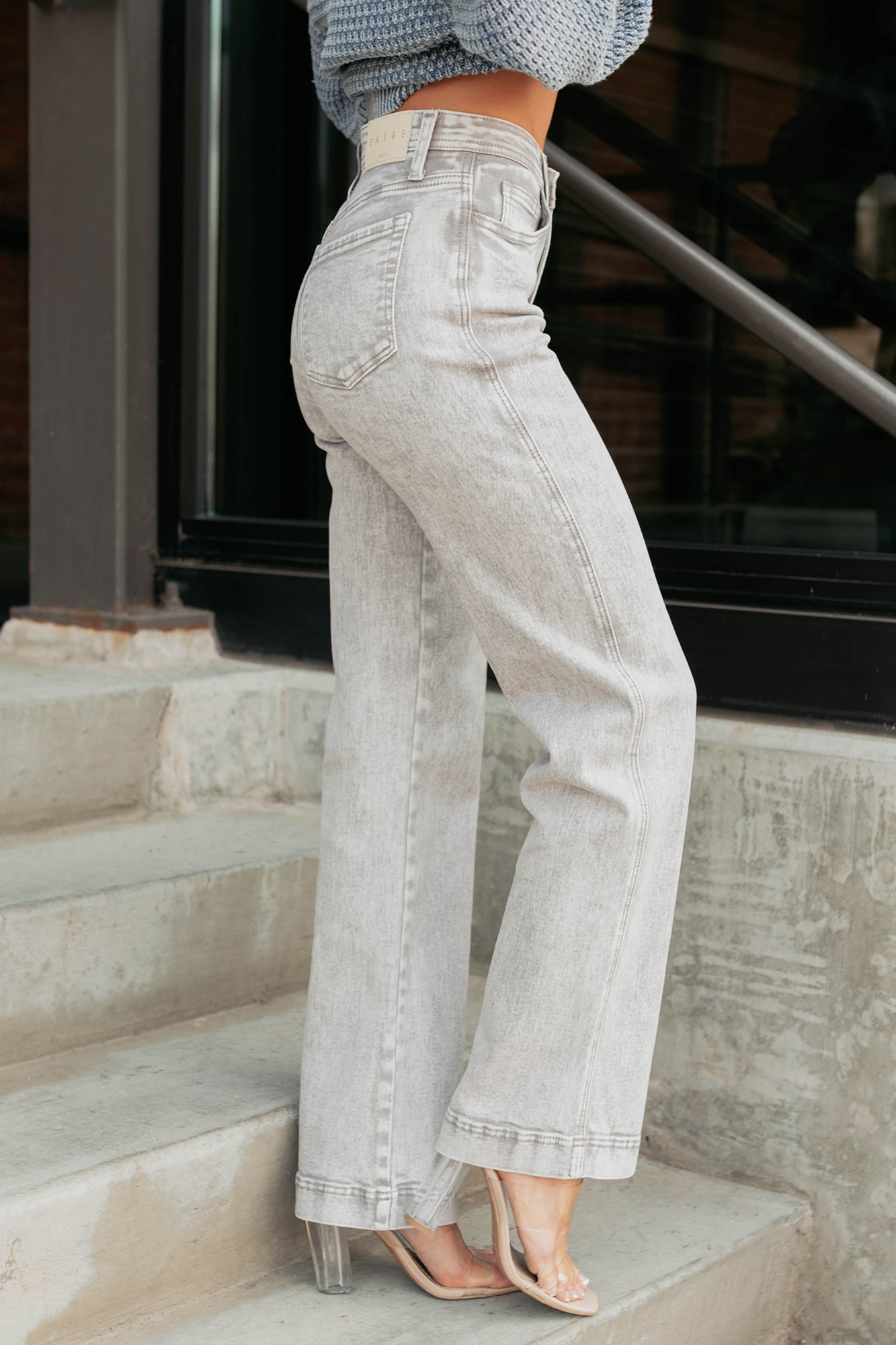 Haven Tummy Control Saige Denim Straight Jeans (Silver Grey)