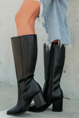 Can't Be Blamed Faux Leather Knee High Boots (Black)