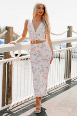 Always Beautiful Floral Satin Skirt (Baby Pink)