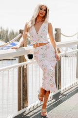 Always Beautiful Floral Satin Skirt (Baby Pink)