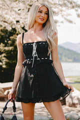 Lead With Love Sleeveless Embroidered Mini Dress (Black)