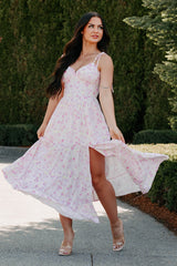 Rosy Days Sleeveless Floral Maxi Dress (Light Pink)